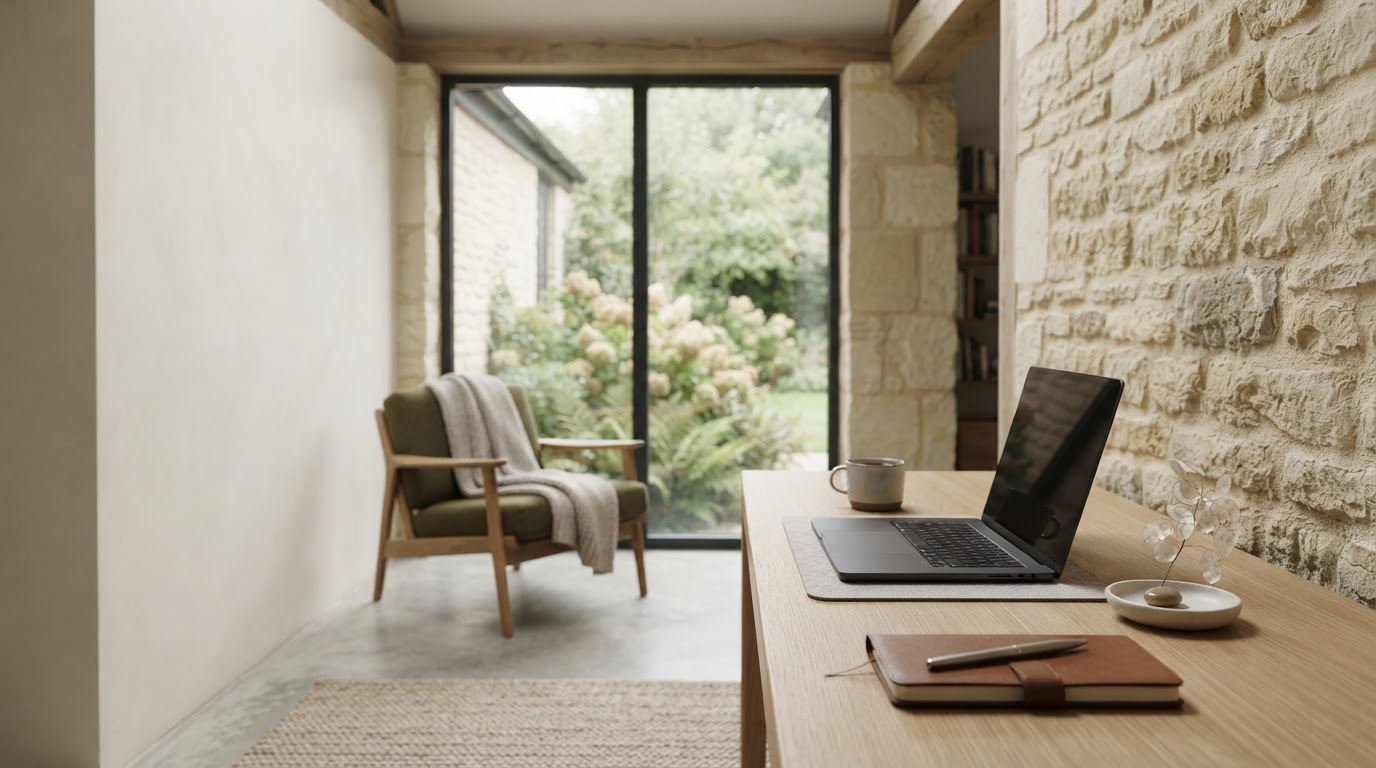 BasedledgerATOM AI investment platform interface overlaid on a calm family setting